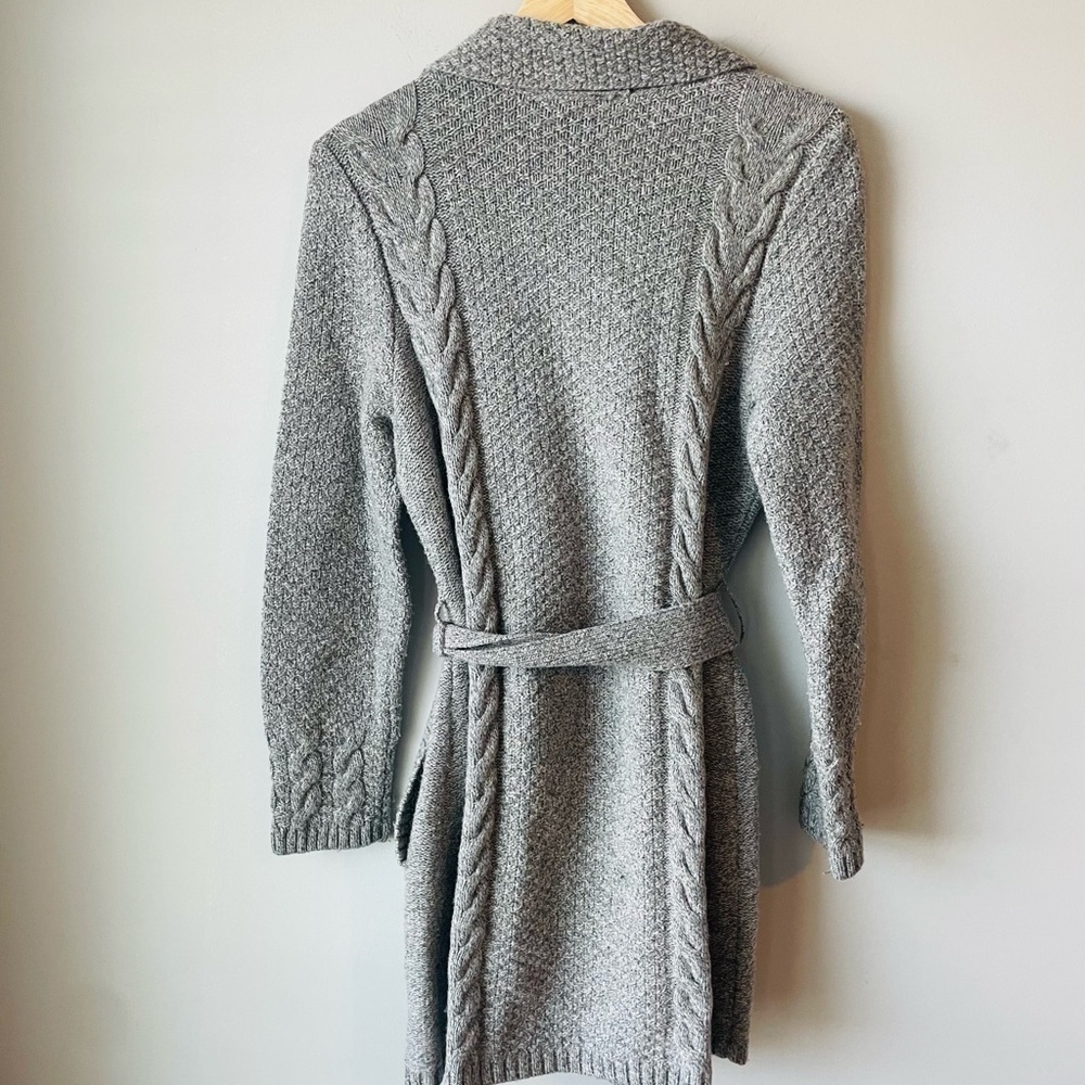 Pendleton Gray Belted Cable Knit Sweater Rare - image 8